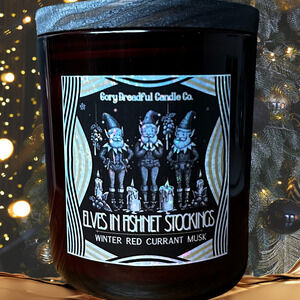 Elves in Fishnet Stockings Luxury Crackling Wooden Wick Candle: Red Currant Musk